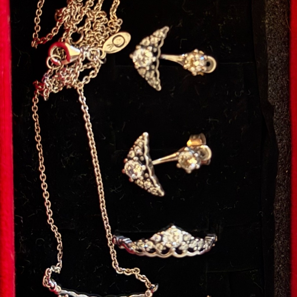 Pandora Silver Necklace and Earring Set - Picture 3 of 3